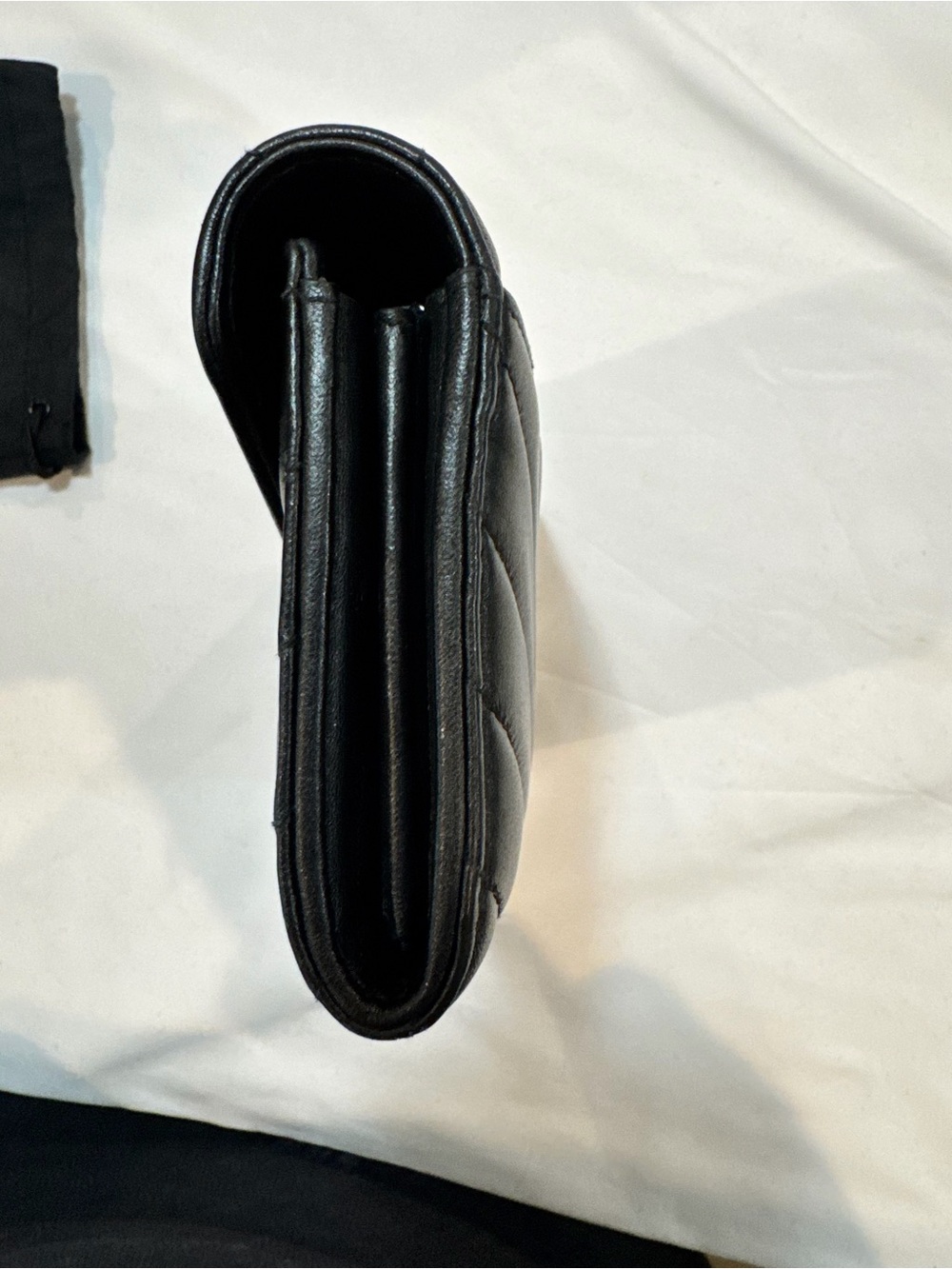 Saint Laurent Lou Lou Wallet - Black Quilted Leather with Silver YSL Logo - Picture 9 of 13